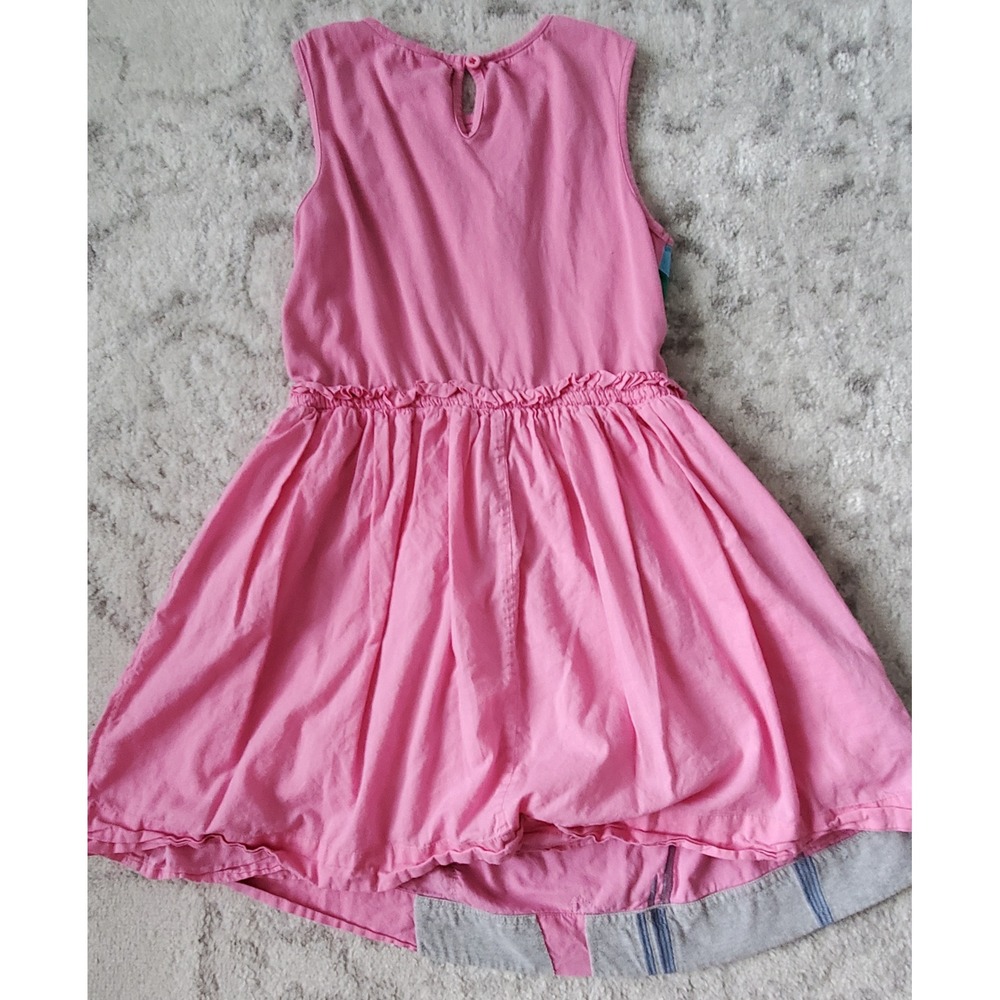 Mini Boden Girls Pink Elephant Rainbow Applique Pocket Dress Size 9-10Y - Picture 2 of 7